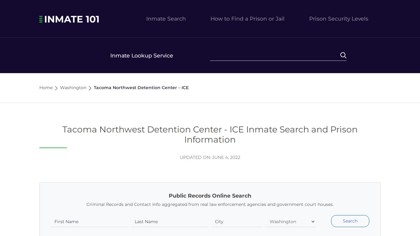 Tacoma Northwest Detention Center - ICE Inmate Search ...